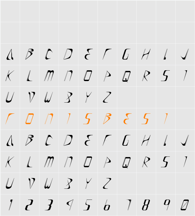 DRIFT Character Map