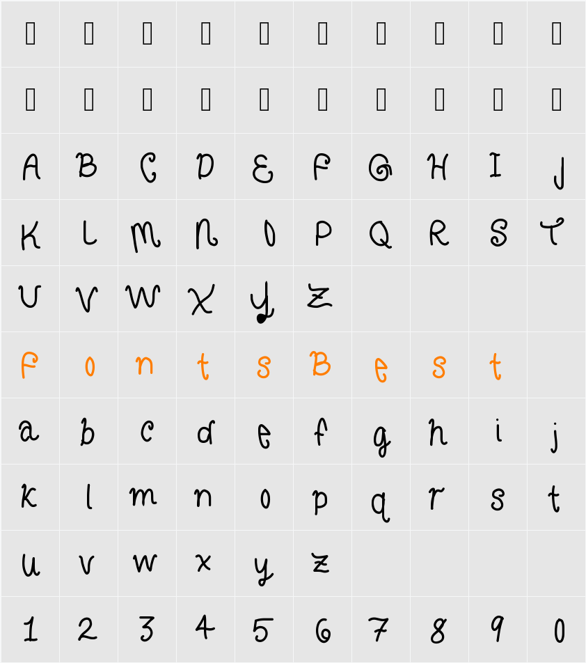 CurlyLetters Character Map