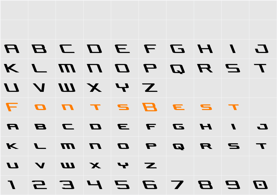 Concielian Jet Leftalic Character Map