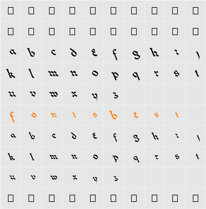 FZ JAZZY 33 LEFTY Character Map