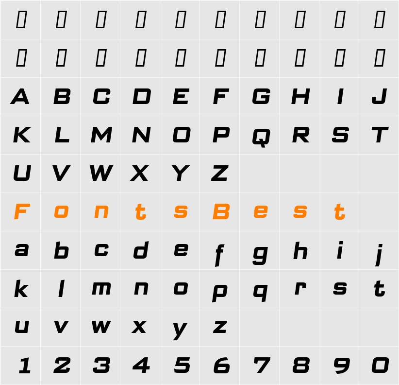 Bank Sans EF CY Character Map