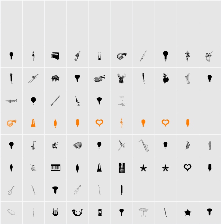 Cornucopia of Dingbats Eight Character Map