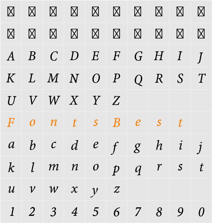 Minion Web Pro Character Map