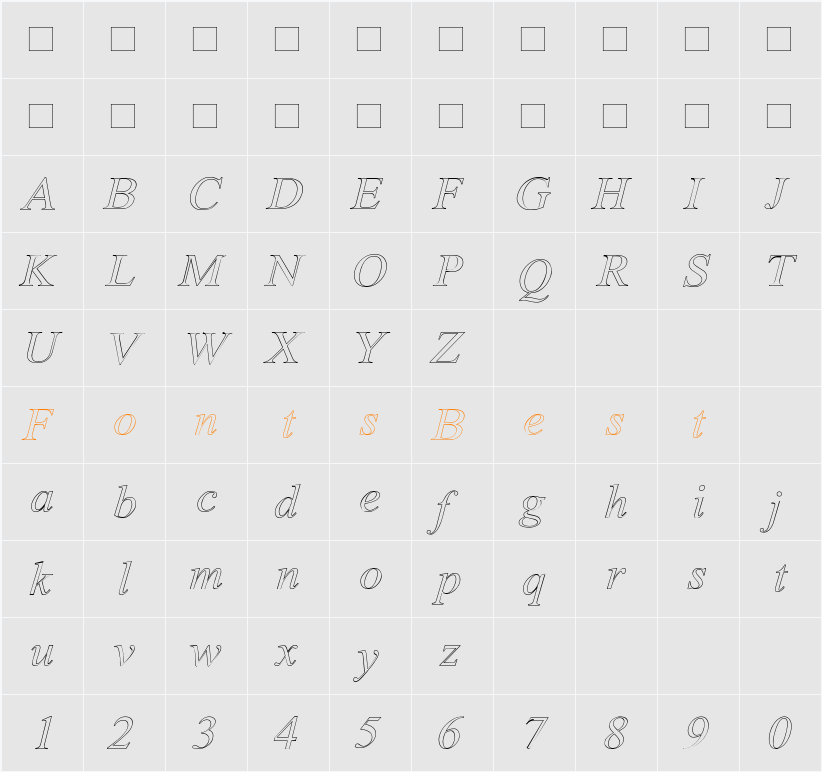 Amerton Outline Character Map