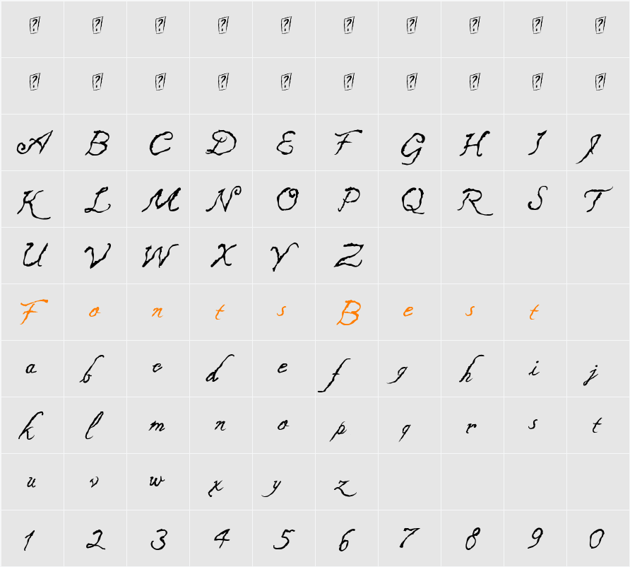 Caligraf 1435 Character Map