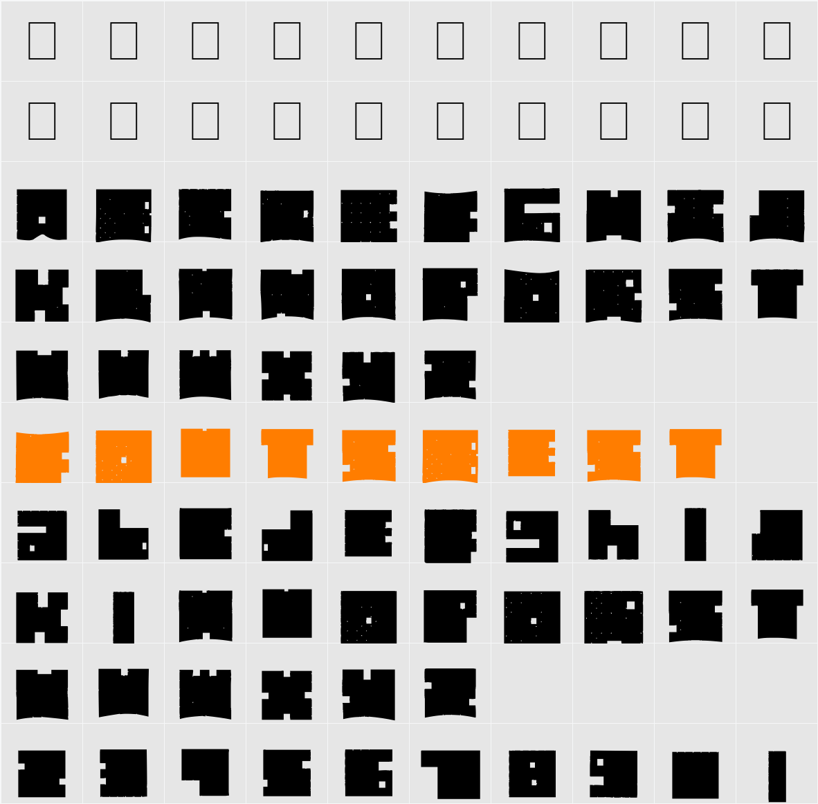 Cubic Bold Character Map