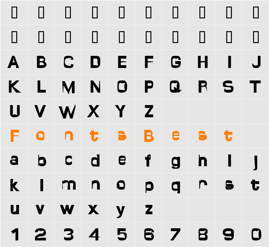 JI-Footed Character Map