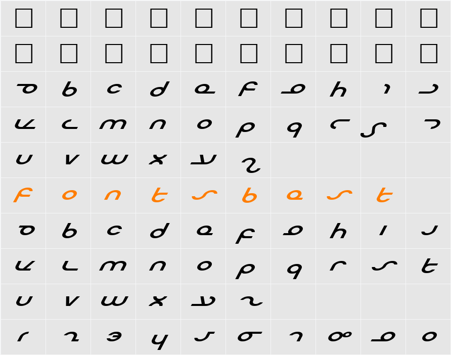 Masterdom Exp Italic Character Map