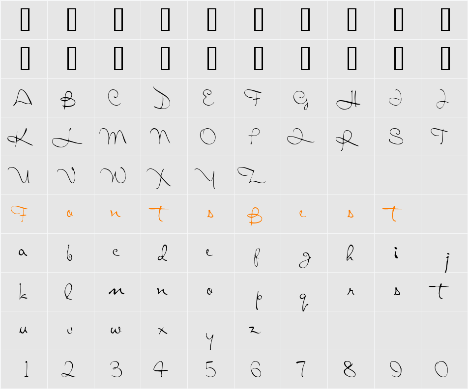 AlicoScriptSSK Character Map