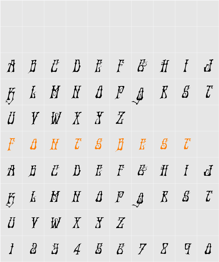 Instant Zen Italic Character Map