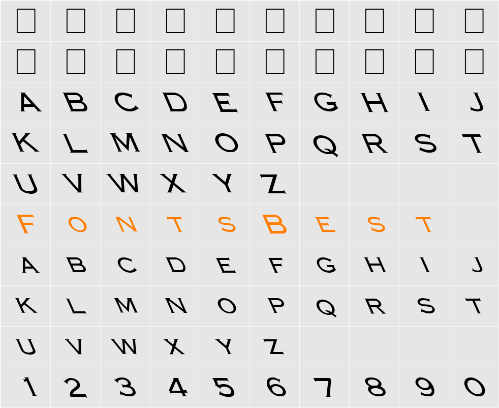 FZ ROMAN 13 LEFTY Character Map