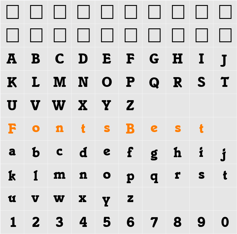 IstriaModernBlack DB Character Map