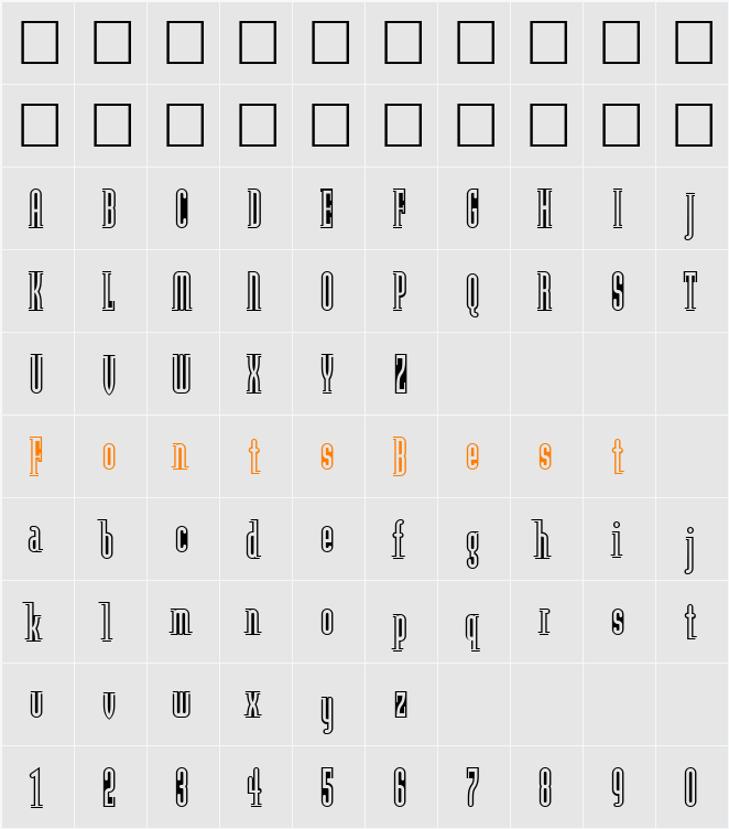 ModulaOutlined Character Map