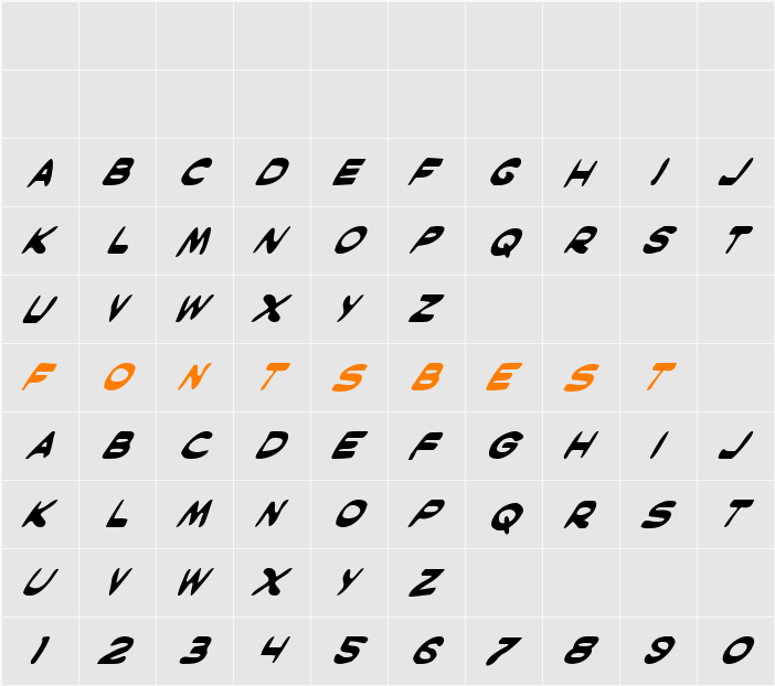 Masked Marvel Italic Character Map