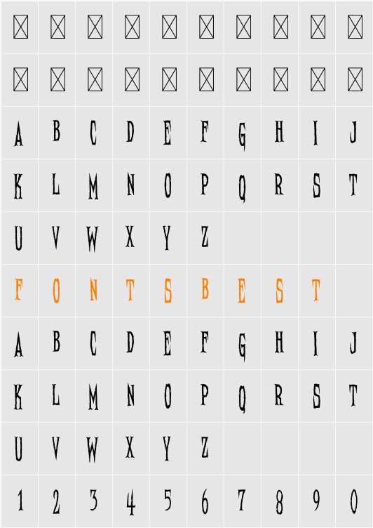 Needleteeth SP Character Map