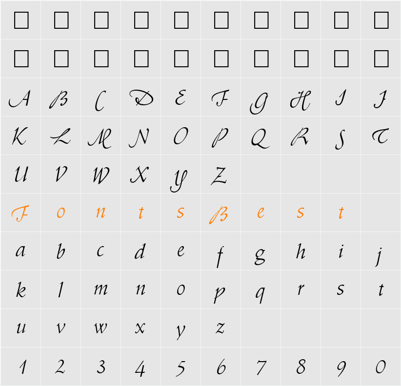 AmaryllisSwash Character Map