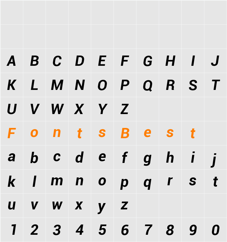 Roboto Character Map