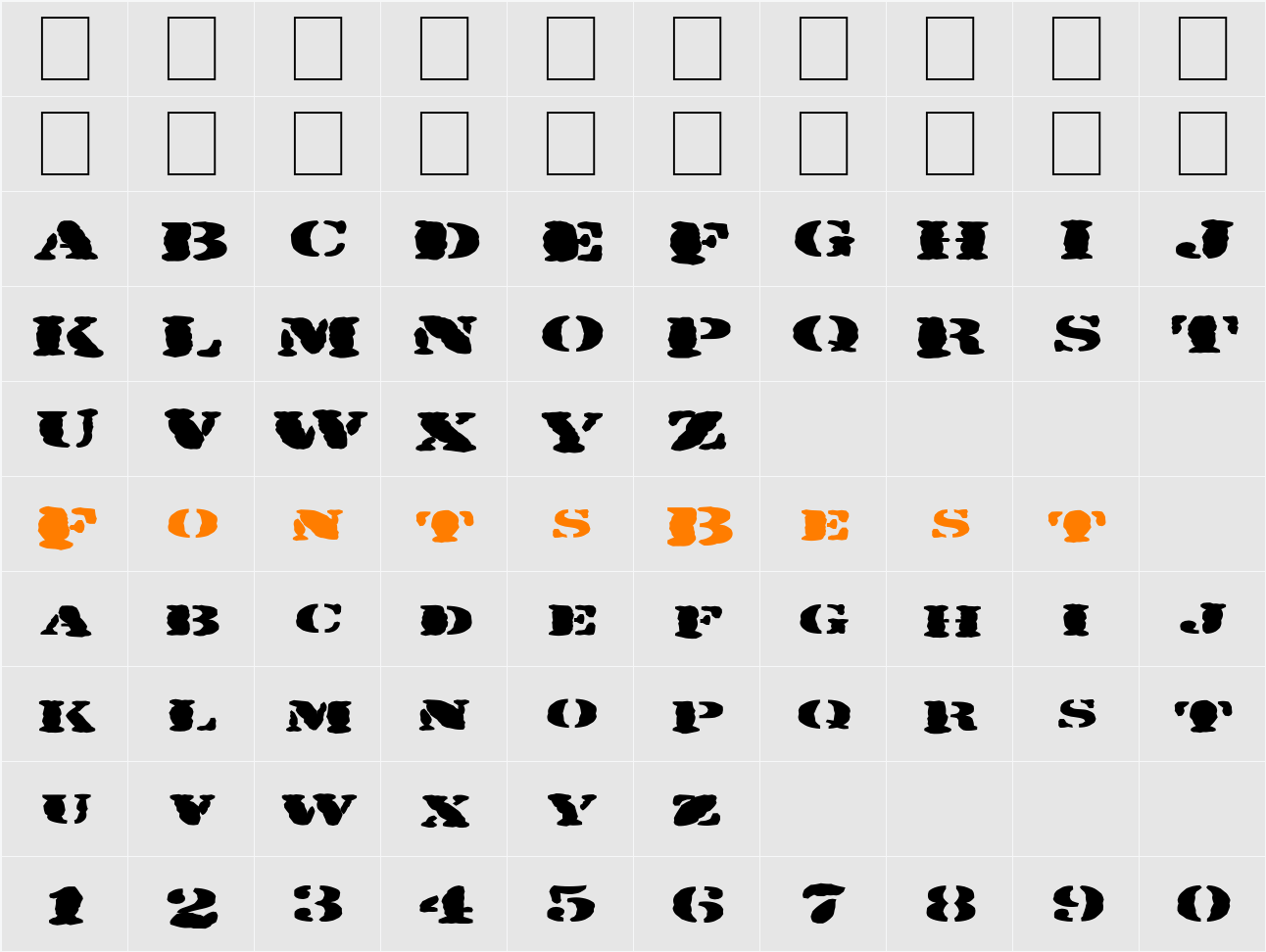 FZ UNIQUE 25 MANGLED EX Character Map