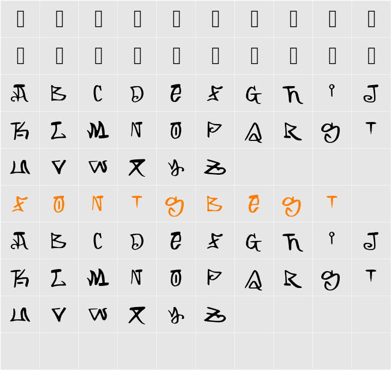 ARKING Character Map