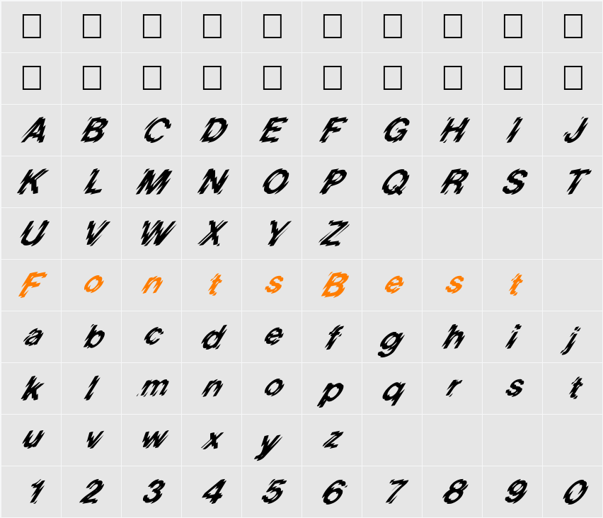 FZ UNIQUE 20 ITALIC Character Map