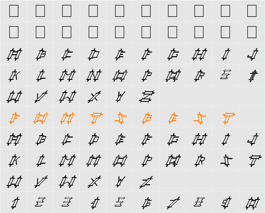 FZ UNIQUE 47 ITALIC Character Map