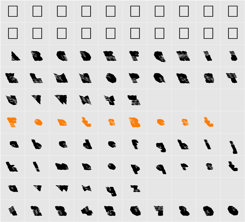 FZ WACKY 40 LEFTY Character Map