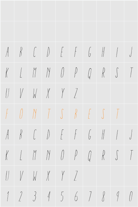 Aracne Ultra Condensed Light It Character Map