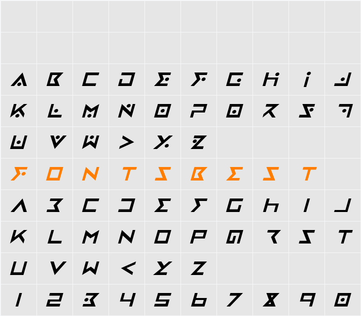 Iron Cobra Italic Character Map