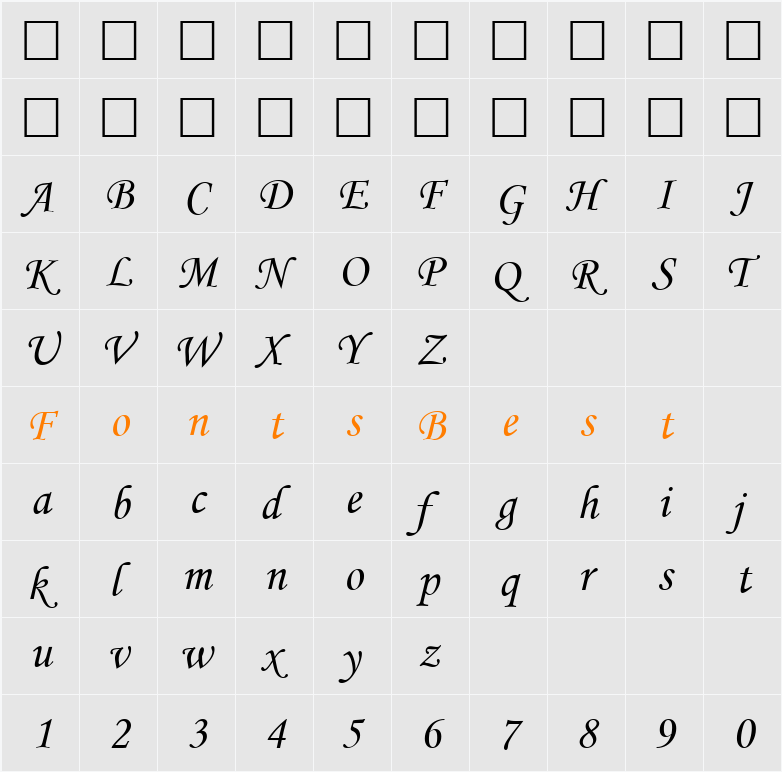 Cursiv Character Map