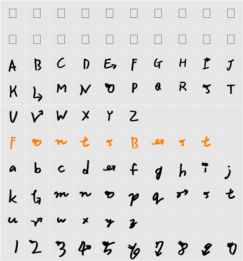 Silver The Font Character Map