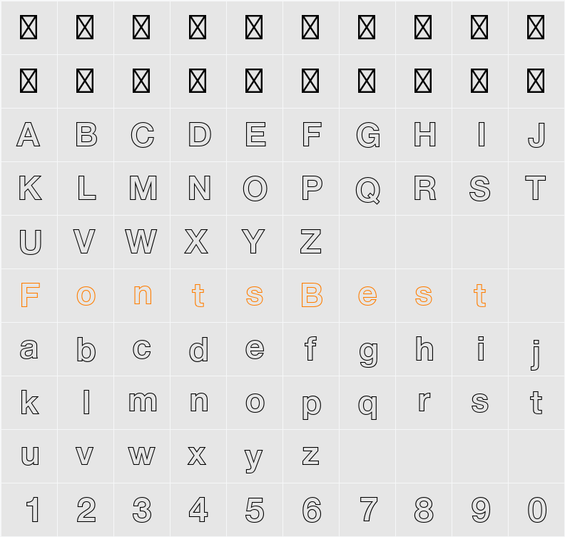 HelveticaNeueLT Std Bold Outln Character Map