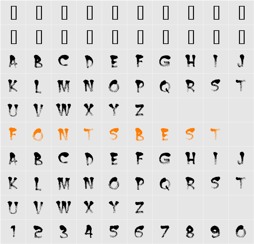 Burnt MF Character Map