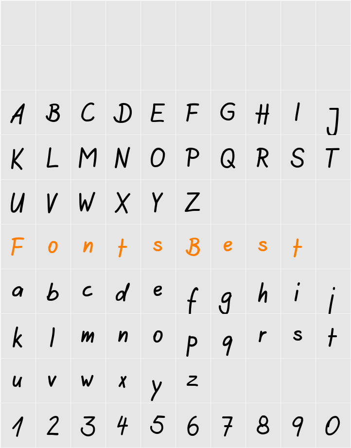 Agilo Handwriting Character Map