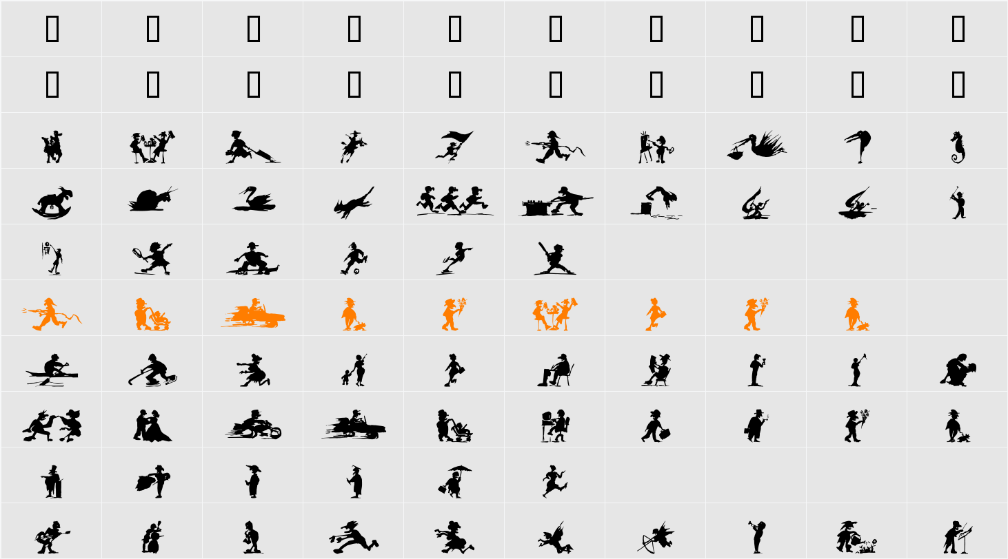 DF Shadowettes ITC Character Map