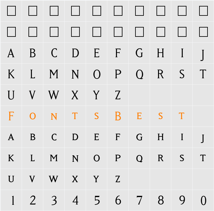 MatrixBookSmallCaps Character Map