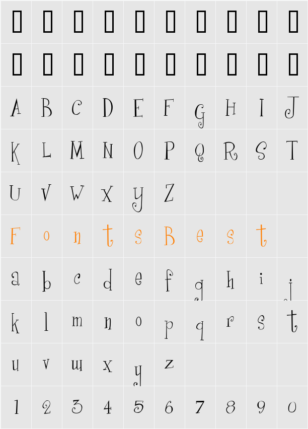 CurlyCue Character Map