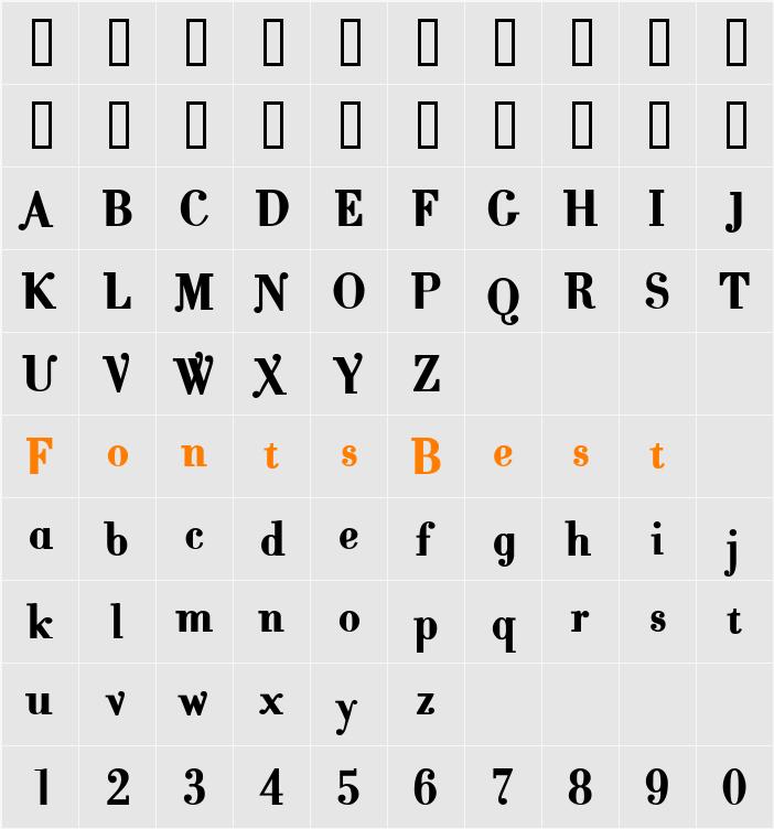 CantabileBold Character Map