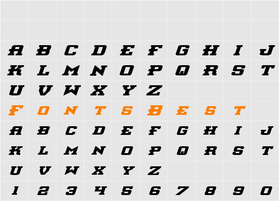 Interceptor Bold ExpItalic Character Map