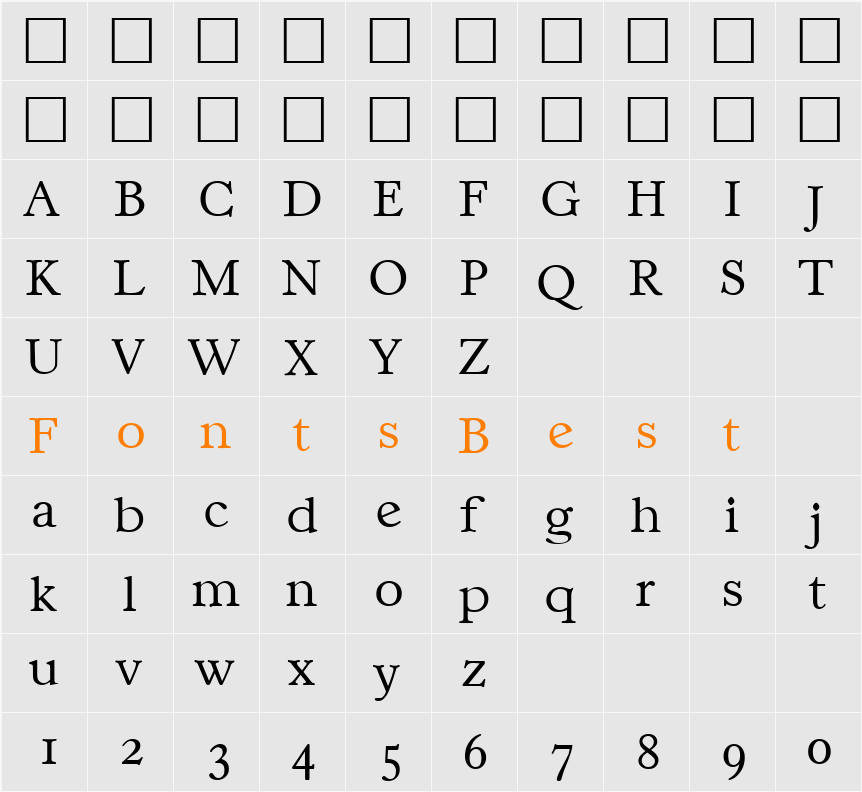 Casablanca-Xlight Character Map