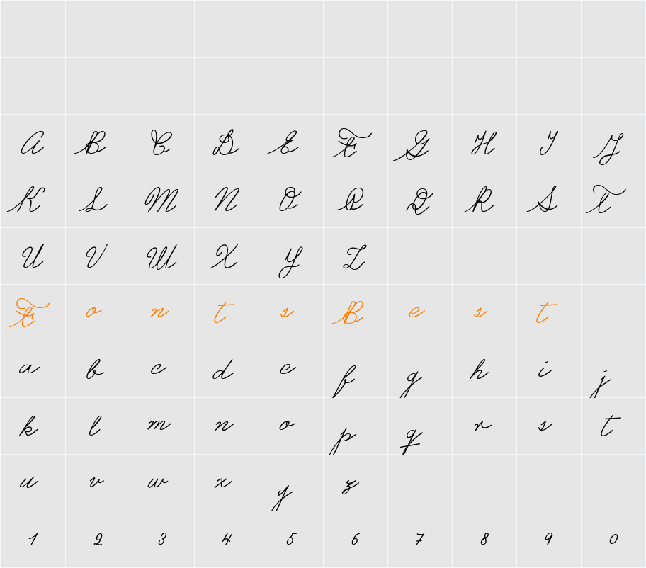 Castro Script PERSONAL USE ONLY Character Map