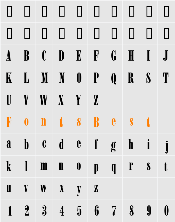 CapelliUltraCondensed Character Map