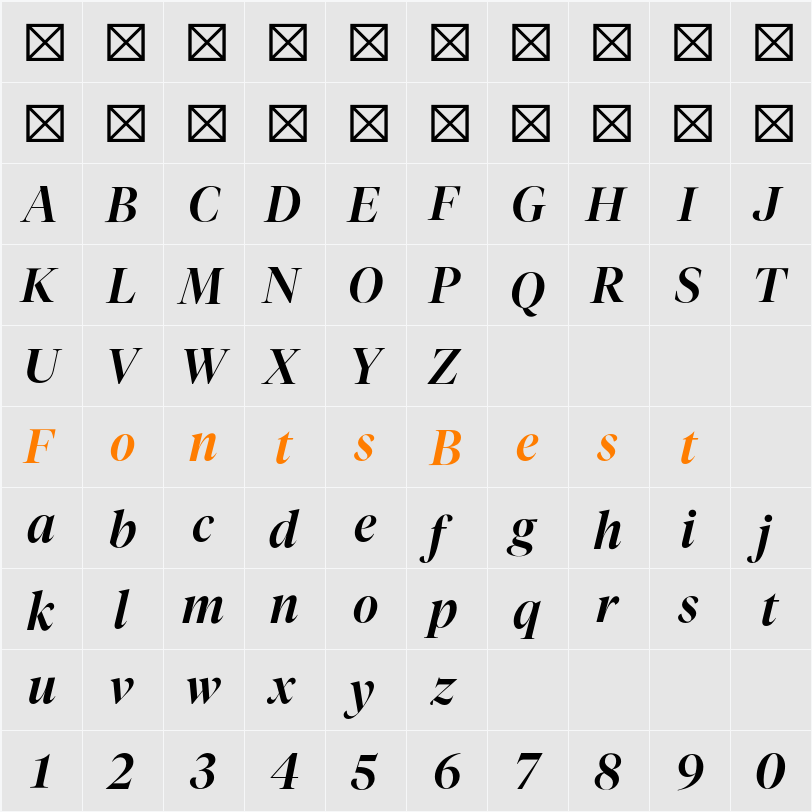 Tiempos Fine Medium Italic Character Map