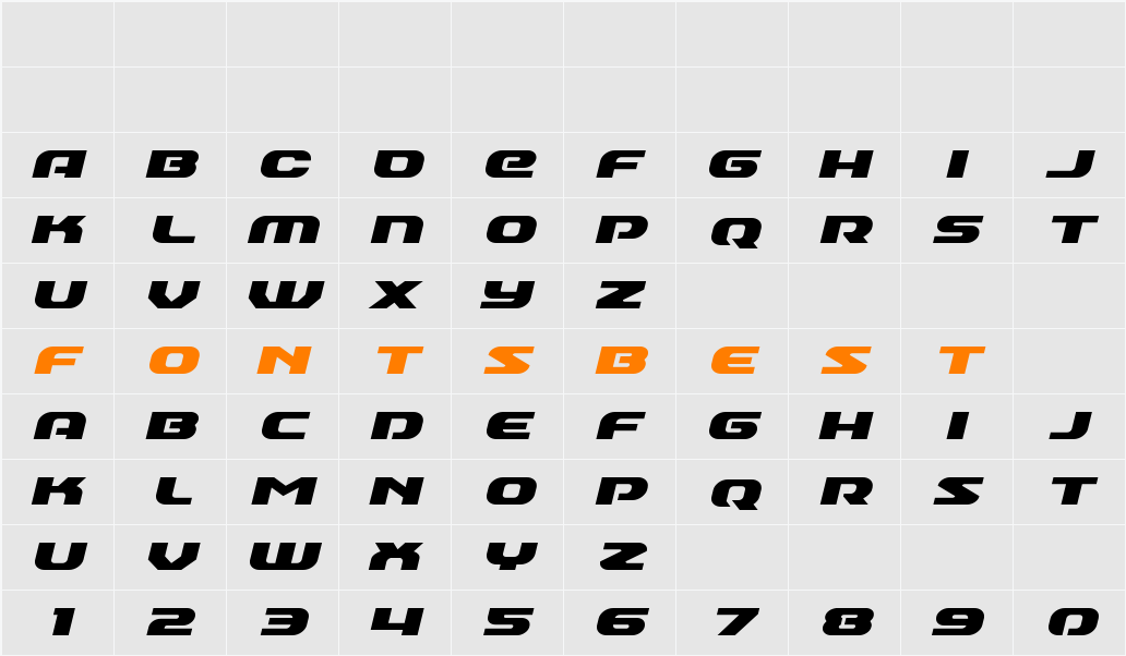 Annapolis Expanded Italic Character Map