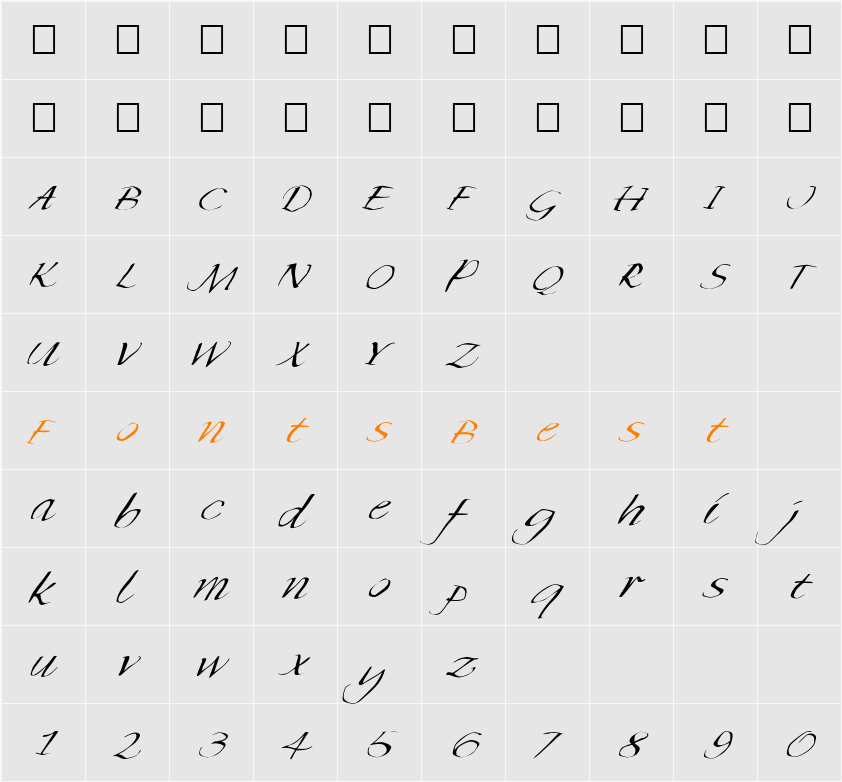 FZ WARPED 35 ITALIC Character Map