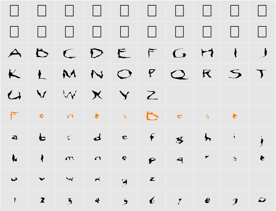 FZ WACKY 12 EX Character Map