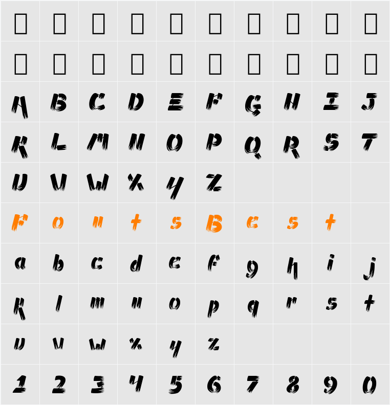 Ampad Brush Character Map