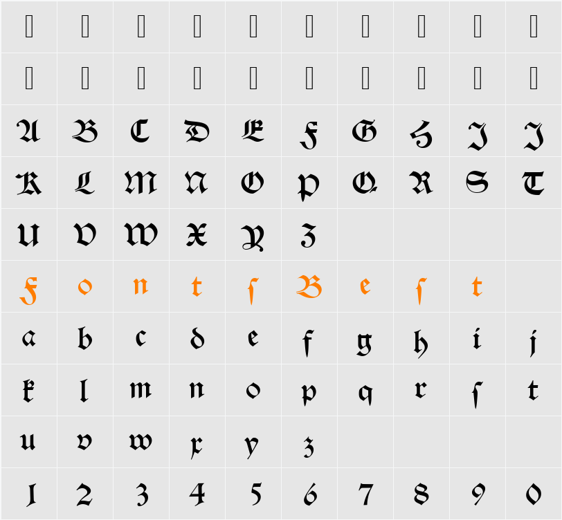 AlteSchD Character Map