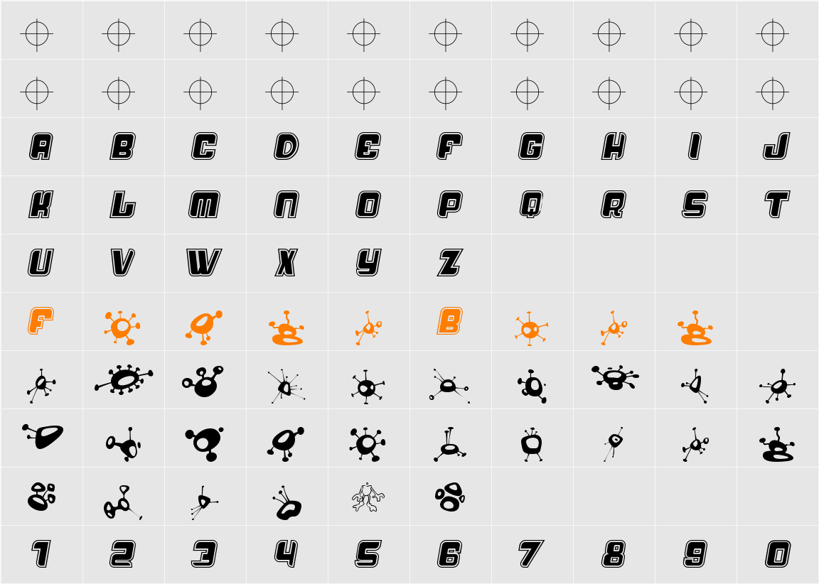 AlienMushrooms Character Map