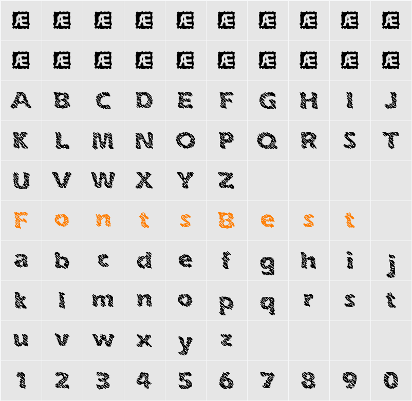 Ink Swipes BRK Character Map