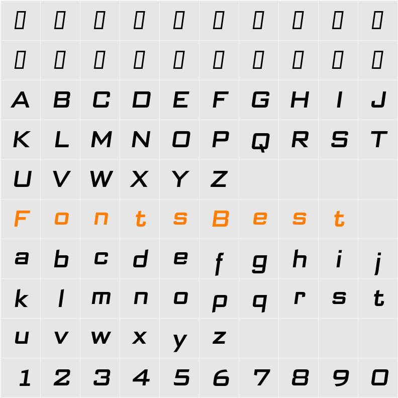 Bank Sans EF CY Character Map